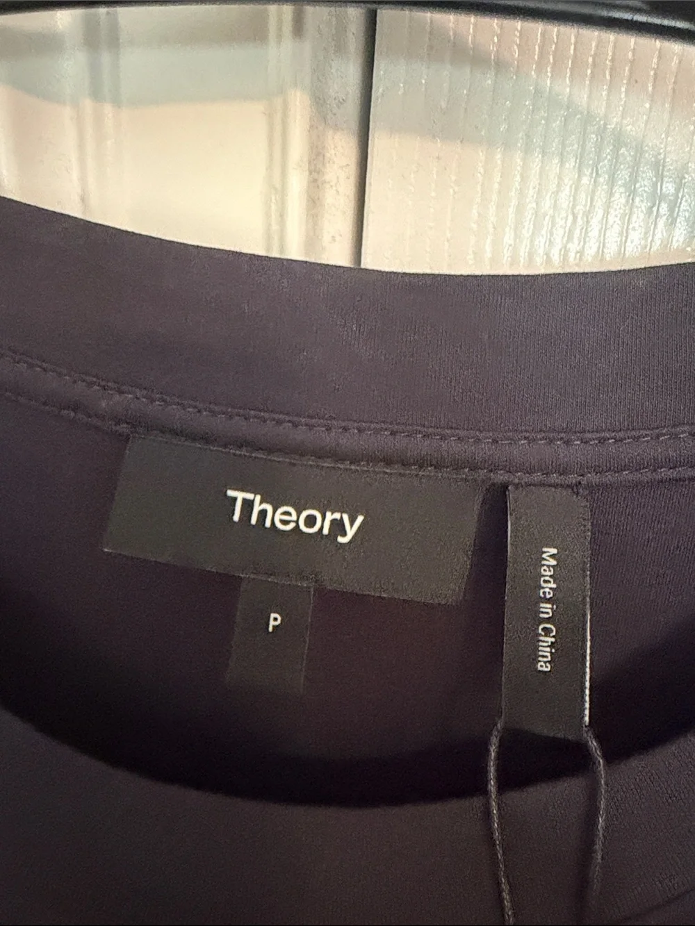 Theory Black Short-Sleeve Drop-Waist Mini Dress